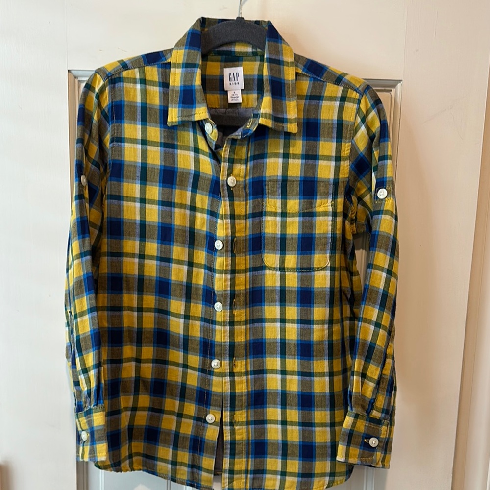 GAP Kid’s Yellow and Blue Plaid Shirt